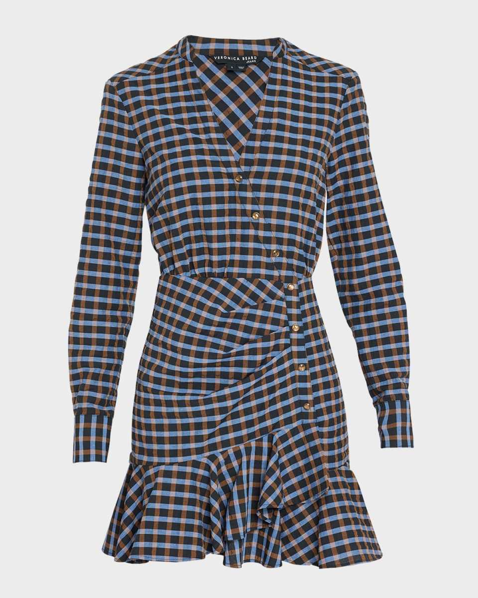 Sherry Plaid Snap-Front A-Line Mini Dress